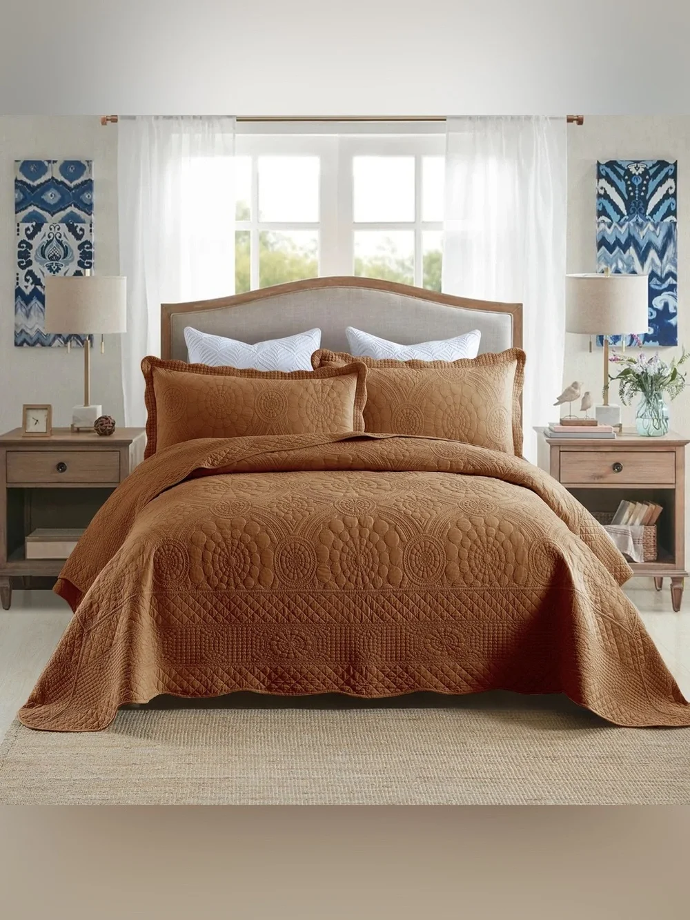 3 piece queen cotton quilt set OVERSIZED LIGHTWEIGHT QUILTED BEDSPREAD